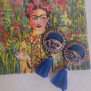 Hand Carved Gourd Earrings Oaxaca Mexican Folk Art 3" Long OOAK Squirrell?